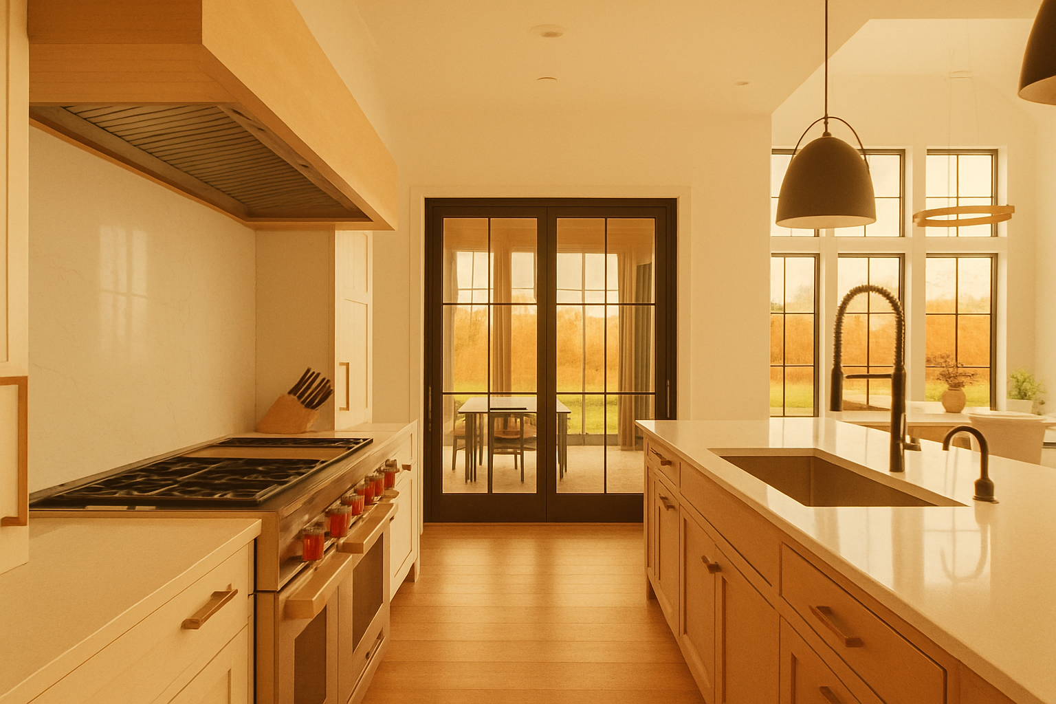 Warm kitchen with natural materials