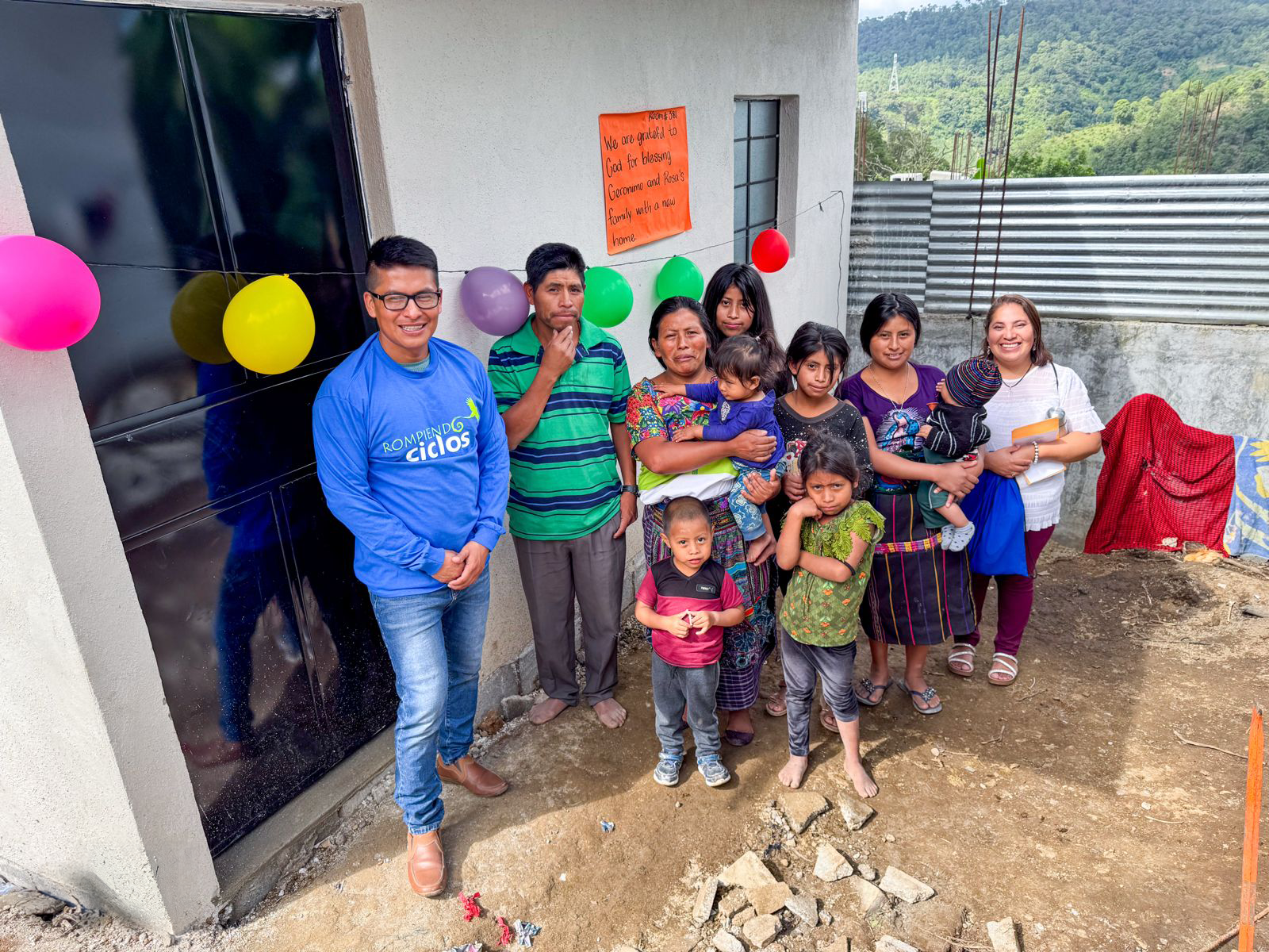 Geronimo and Rosa's family outside their home